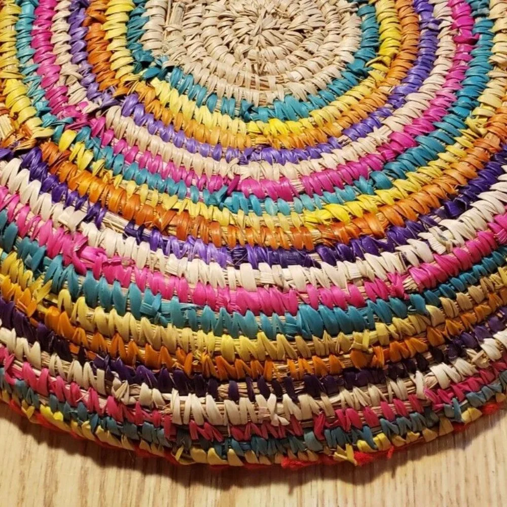 Colorful Wicker Basket Bowl Multi-Color - Picture 8 of 9